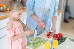 Dad and daughter cooking