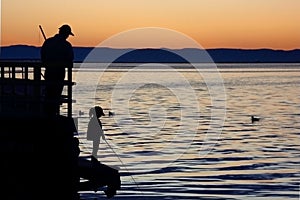 Dad and daughter on a fishing trip