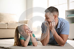 Dad and daughter spending time together. Happy Father`s Day