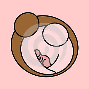 Dad mom and baby family love hug vector illustration design logo icon symbol