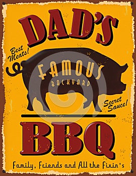 Dad`s BBQ Tin Sign Vintage Old Fashioned