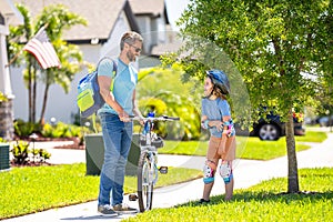 dad and son on biking adventure. Cycling duo. dad and son duo pedaling through picturesque landscape. supportive dad