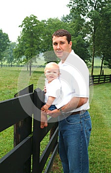 Dad and Son on Farm