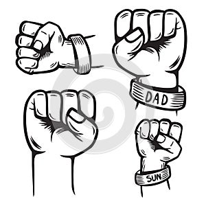 Dad and son Fist Bump Happy Father`s Day Family. line doodle art design. logos or icons vector illustration