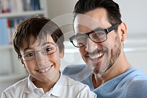 Dad and son with glasses