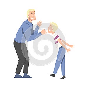 Dad and Son Having Fun, Happy Father and His Child Spending Time Together Cartoon Style Vector Illustration