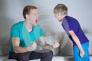 Dad yelling at his son