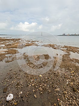 Dadar Chowpatty Beach With The View Of Bandra-Worli Sea Link in Mumbai, India