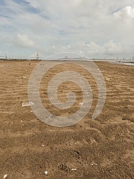 Dadar Chowpatty Beach With The View Of Bandra-Worli Sea Link in Mumbai, India