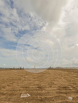 Dadar Chowpatty Beach With The View Of Bandra-Worli Sea Link in Mumbai, India