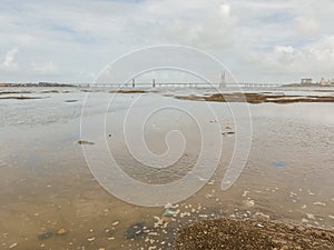 Dadar Chowpatty Beach With The View Of Bandra-Worli Sea Link in Mumbai, India