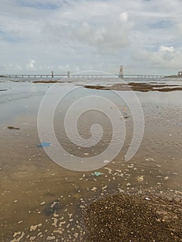 Dadar Chowpatty Beach With The View Of Bandra-Worli Sea Link in Mumbai, India