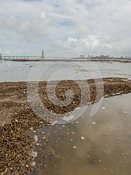 Dadar Chowpatty Beach With The View Of Bandra-Worli Sea Link in Mumbai, India