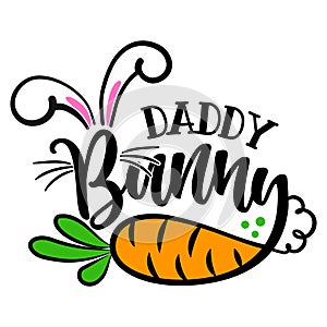 Daddy Bunny - Cute Easter bunny design, funny hand drawn doodle, cartoon Easter rabbit