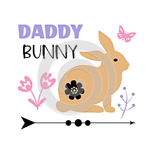 Daddy Bunny - Cute Easter bunny design. Pastel colors, flat design. Vector eps