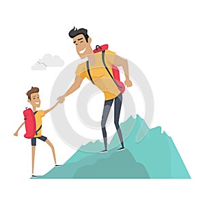 Daddy and Son Go Camping. Sport Activities
