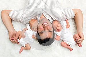 Daddy with twins photo