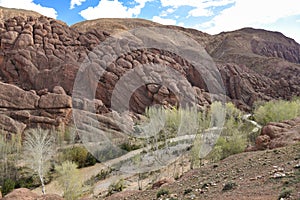 Dades valley river in Morocco, landscape view