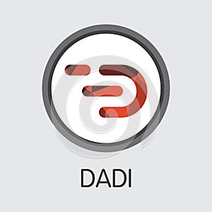 Dadi Cryptographic Currency. Vector DADI Pictogram. photo