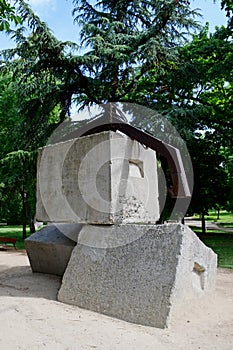 Dados de HormigÃ³n Sculpture, El Retiro Park, Madrid, Spain
