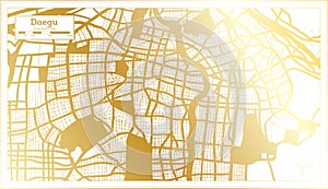 Daegu South Korea City Map in Retro Style in Golden Color. Outline Map