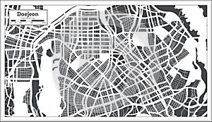 Daejeon South Korea City Map in Retro Style. Outline Map