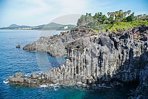 Daepo Jusangjeolli Cliff on Jeju Island South Korea