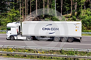 Truck with CMA CGM container