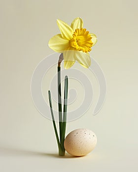 Daffodil flower and speckled egg