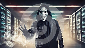 dagerous hacker industrial espionage inside a server room