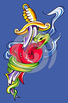 Dagger and heart graphic