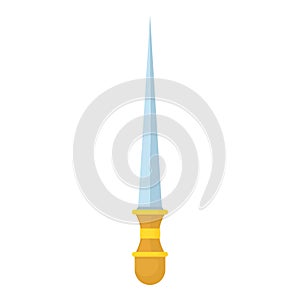 Dagger with long slender blade icon, cartoon style
