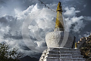 Daggo Kani , the Tibetan Stupa in sunshine , old city gate of Lhasa , Tibet