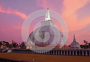 Dagoba Ruwanweli Maha Seya, colorful sunset. Anuradhapura photo