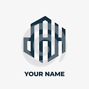 DAH letter monogram style initial logo template