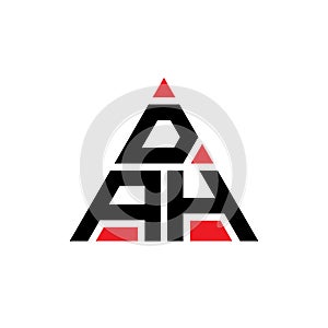DAH triangle letter logo design with triangle shape. DAH triangle logo design monogram. DAH triangle vector logo template with red photo