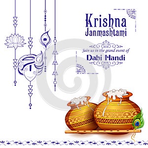 Dahi handi celebration in Happy Janmashtami festival background of India