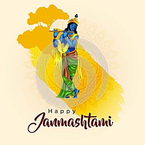 Dahi handi festival of happy shree krishna janmashtami. vector illustration design photo
