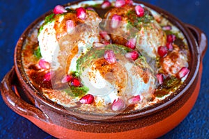 Dahi Vada -Indian snack served in terracotta pot