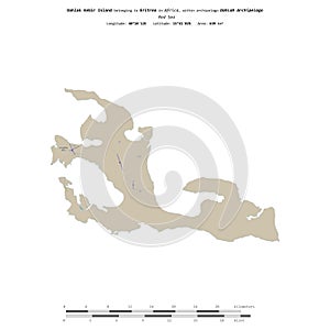Dahlak Kebir Island. Eritrea. Shape on white. Topo standard photo