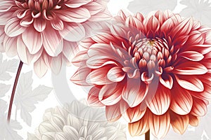 Dahlia flower on white background,  illustration for your design