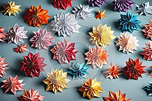 dahlia, origami, floral background paper spring summer isolated rose leaves flowers handmade bouquet Generated Ai