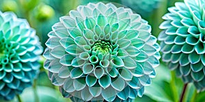 Dahlia turquoise-green flower. Macro. Nature photo