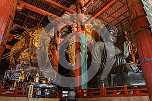 Daibutsu along with Kokuzo Bosatsu at Todaiji Temple in Nara