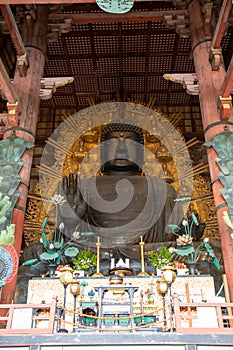 Daibutsu-den, The Big Black Buddha statue at Todaiji Temple, Nara Prefecture, Japan