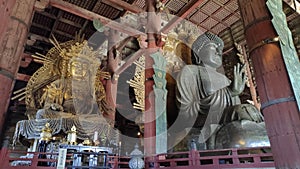 Daibutsu - the great Buddha with Kokuzo Bosatsu - Chinese Goddess in Daibutsuden