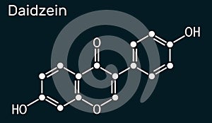Daidzein molecule. It is phytoestrogen, plant metabolite, isoflavone extract from soy with antioxidant and