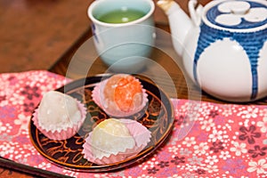 Daifuku with hot green tea