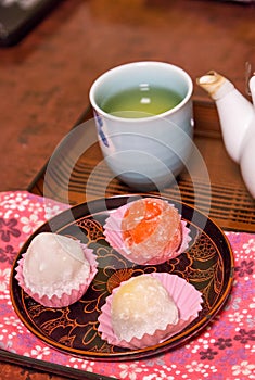 Daifuku with hot green tea