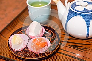 Daifuku with hot green tea